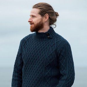 Aran Sweater Market Button Collar Sweater Medium (US 40)